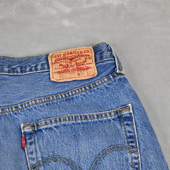 Levis Jeans 501 36x34 (33x32 Meas) Button Fly Blue Denim - Picture 2 of 10